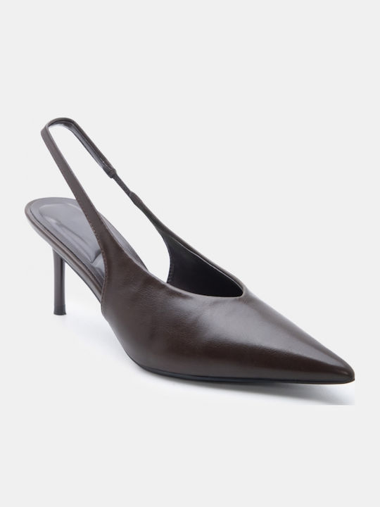 Pointed Toe Heels with Medium Brown Heel