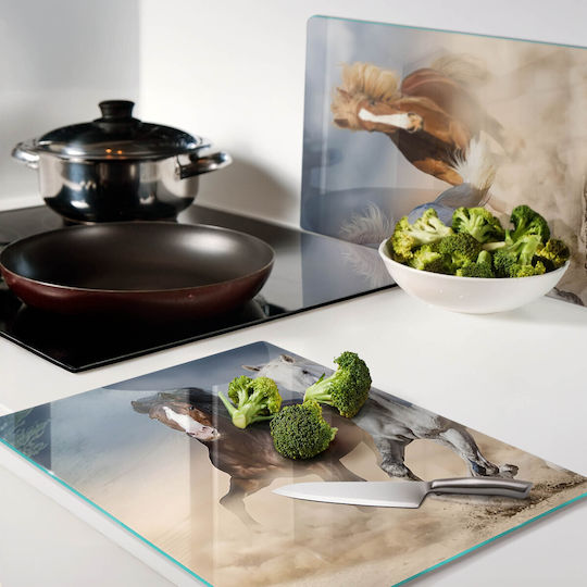 Tulup Set Brown Glass Chopping Surface 52x40cm 2 Pieces