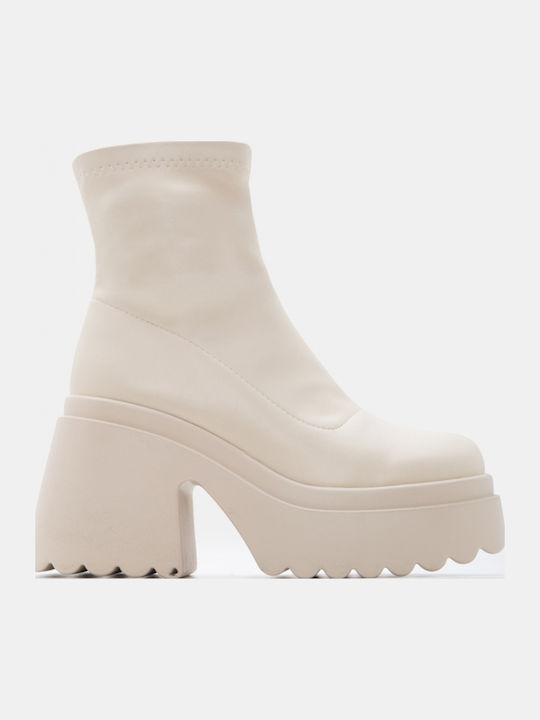 Suede Women's Ankle Boots Beige
