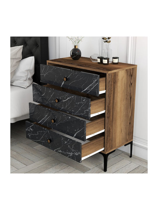 Comodă Dormitor Din Lemn Negru 76x40x90.7cm