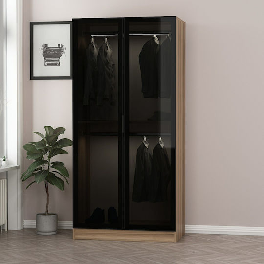 Doppeltür Kleiderschrank Gold Eiche/dunkel Grau 90x52x210cm
