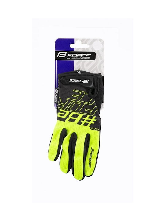 Force Swipe Full Finger Cycling Gloves Adults Yellow