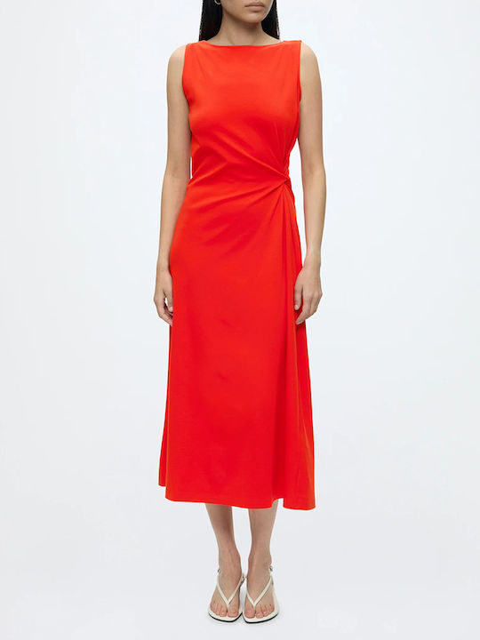 Summer Midi Evening Dress Red
