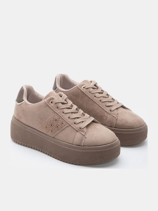 Women's Beige-Dark Sneakers