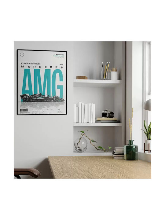 Poster Formula1 Kimi Antonelli Mercedes-amg F080 21cm X 30cm Premium Black Wooden Frame-71716pd158850f55323