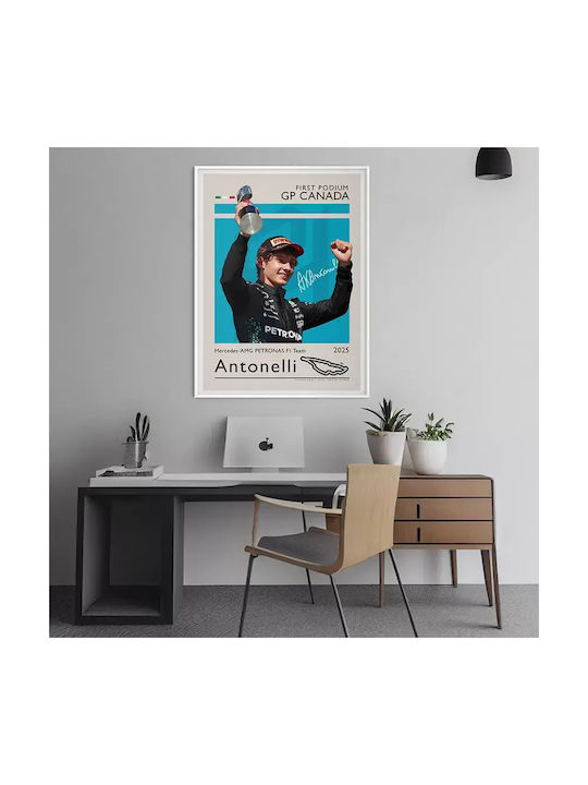 Poster Formula1 Kimi Antonelli F071 30cm x 40cm Schwarzer Holzrahmen-71707pd158788f55321