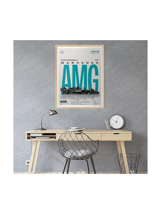 Poster Formula1 Kimi Antonelli Mercedes-amg F080 50cm X 70cm Brown Wood Frame 71716pd158852f63322