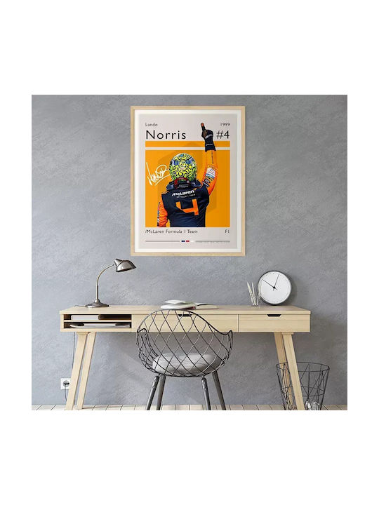 Poster Formula1 Lando Norris F073 21cm X 30cm Κορνίζα Φυσικό Ξύλου Μπεζ 71708pd158794f55316