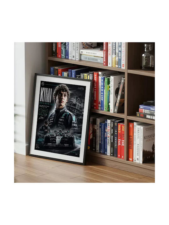 Poster Formula1 Kimi Antonelli F074 50cm X 70cm White Wooden Frame