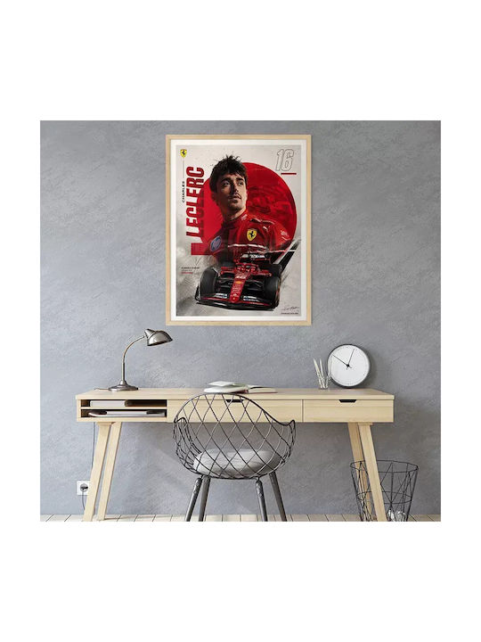 Poster Formula1 Charles Leclerc F075 50cm X 70cm Κορνίζα Φυσικό Ξύλου Μπεζ 71710pd158810f55316