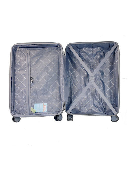 Beverly Hills Polo Club Large Hard Blue Travel Suitcase Height 75cm