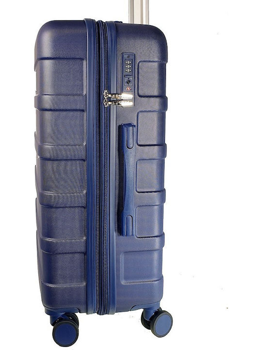 Beverly Hills Polo Club Large Hard Blue Travel Suitcase Height 75cm