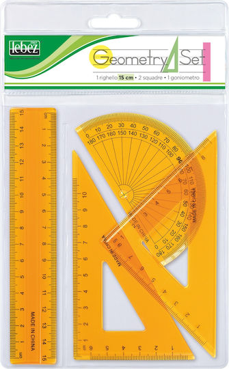Set Transparent Plastic Stencils – 4 Pieces 15 Cm Ruler In A Hanging Bag