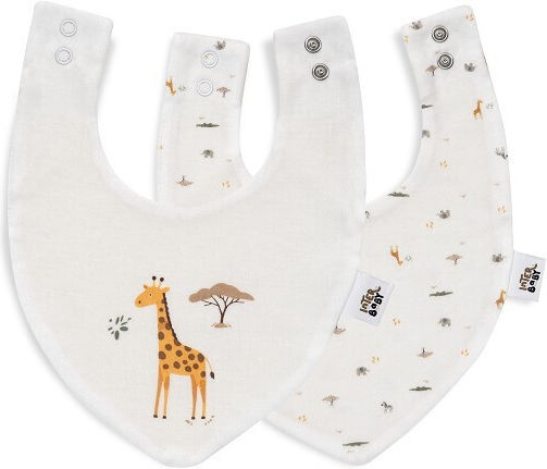 Interbaby Αδιάβροχη Μπαντάνα Υφασμάτινη με Κουμπί Beige 2τμχ