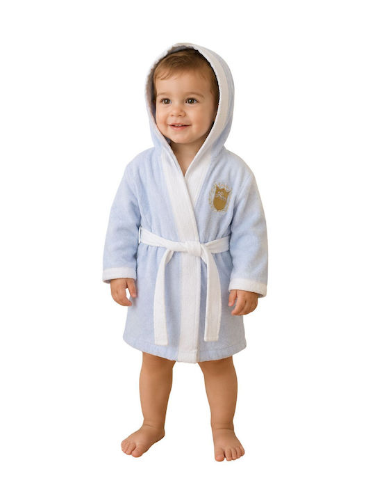 Minilori Baby Kids Bathrobe Light Blue with Hood