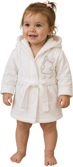 Minilori Baby Halat De Baie Pentru Copii Alb Rr0105-1 Cu Glugă