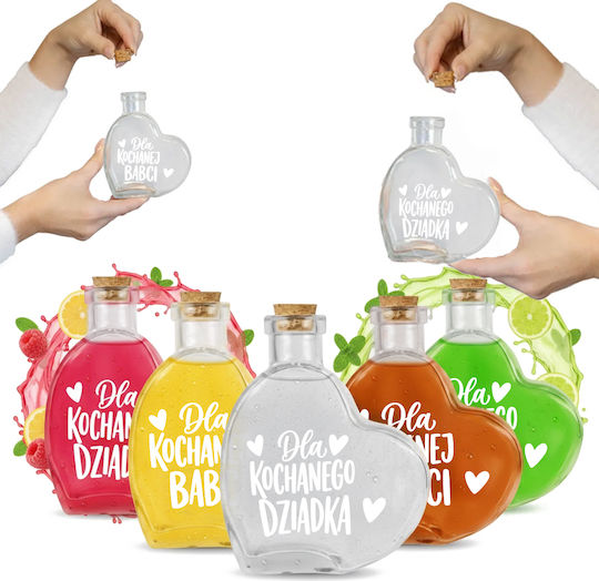 Γυάλινο Μπουκάλι Heart 250ml Δώρο Ημέρα Παππούδων Λικέρ Κρασί