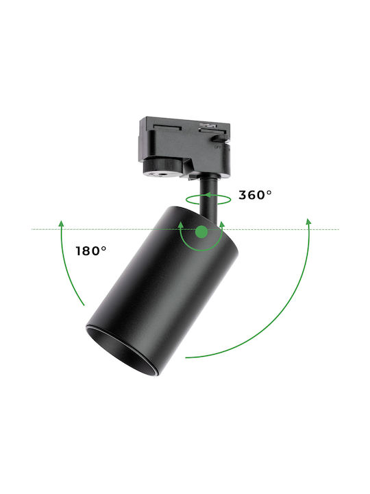 Track Spotlight GU10 Black Sagi Lamp Single-Phase Tracks Lumiled