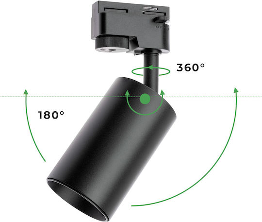 Track Spotlight GU10 Black Sagi Lamp Single-Phase Tracks Lumiled