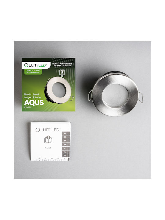 Aqus Lumiled Εντοιχιζόμενο Φωτιστικό Αλογόνου Led Mr16 Στρογγυλό Σατινέ