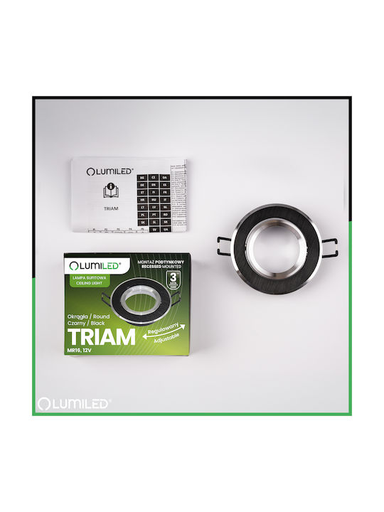 Recessed Round Adjustable Halogen Ceiling Light Gu10 Mr16 Black Triam Lumiled