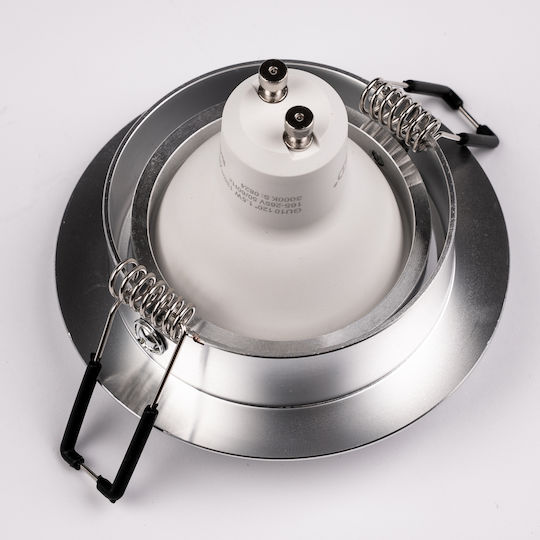 Decken- und Wandleuchte Halogen Einbauspot Rund Beweglich Gu10 Mr16 Silber Triam Lumiled