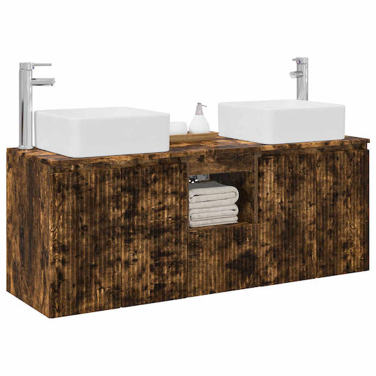 vidaXL Badezimmer Waschtisch-Einheit M53xB35xH63cm Rauchholz Eiche