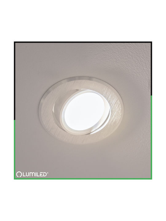 Таванно Осветително Тяло Вградено Кръгло Подвижно Gu10 Mr16 Сребрист Triam Lumiled