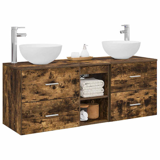 vidaXL Badezimmer Waschtisch-Einheit M49.5xB35xH63cm mit Rauchholz