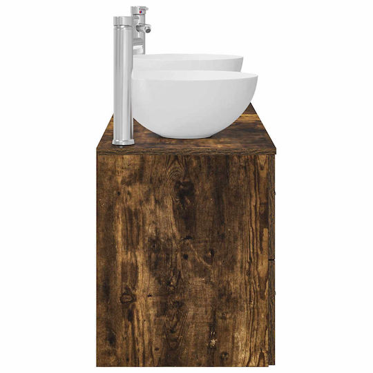 vidaXL Badezimmer Waschtisch-Einheit M49.5xB35xH63cm mit Rauchholz