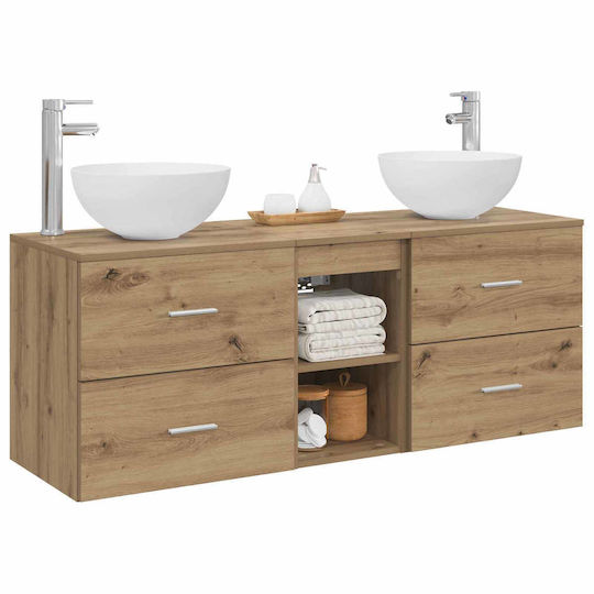 vidaXL Badezimmer Waschtisch-Einheit M49.5xB35xH63cm Eiche
