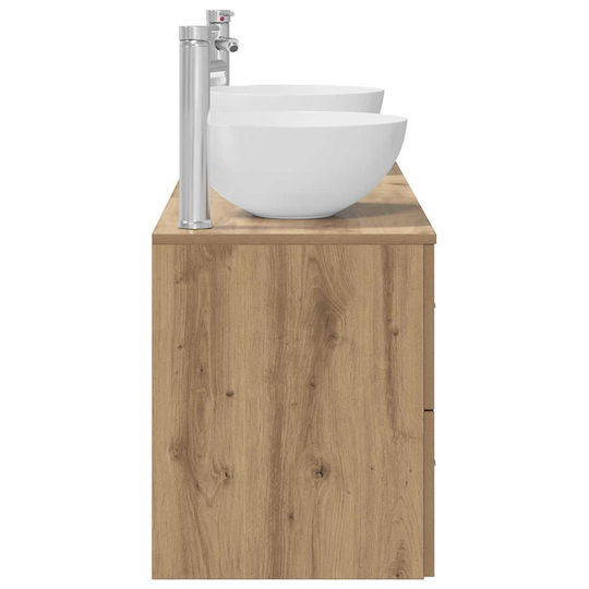 vidaXL Badezimmer Waschtisch-Einheit M49.5xB35xH63cm Eiche
