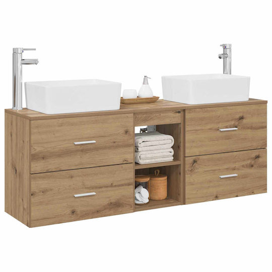 vidaXL Bathroom Vanity Unit Without Sink W53xD34.5xH63cm Oak