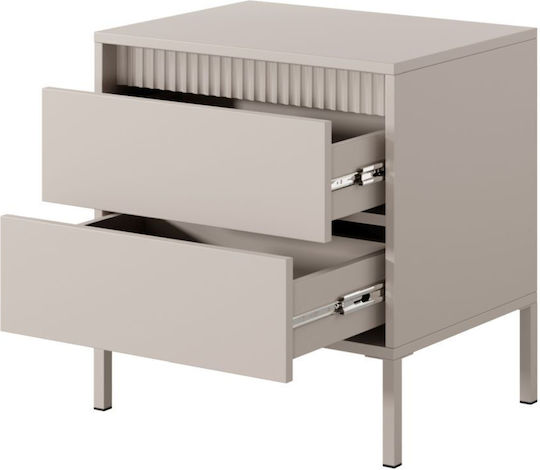 Noptieră Din Lemn Cu Picioare Metalice Bej 53.5x39.5x56.2cm