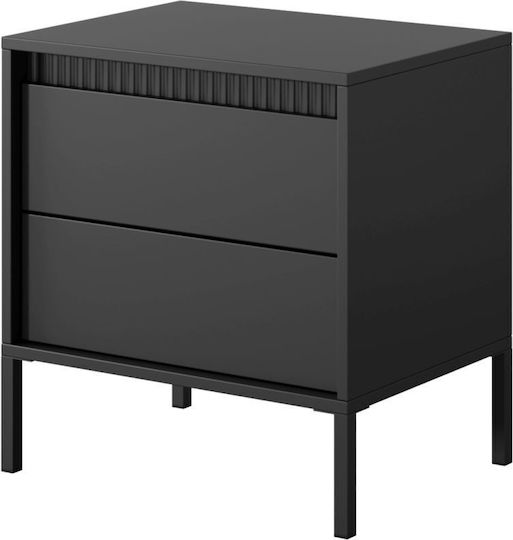 Нощно Шкафче Дървено с Метални Крака Сиво 53.5x56.2x39.5cm