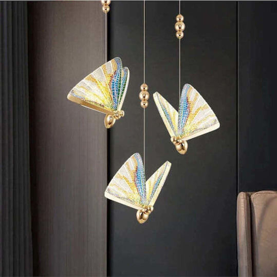 Candelabru Suspendat Led Luxury 3 Fluturi Aurii Candelabru Suspendat Led Luxury 3 Fluturi Aurii