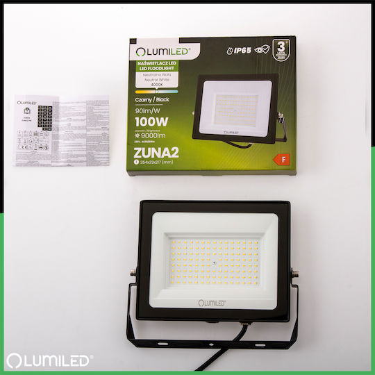 LED Flutlichter Zuna2 100w 9000lm 4000k Ip65 Schwarze phosphorierte