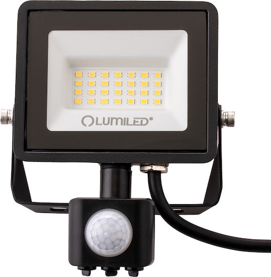 LED Flutlichter Zuna2 20W 1800lm 6500K Ip44 Schwarzer Bewegungssensor Lumiled