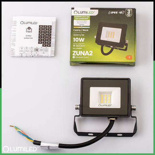 LED Flutlichter Zuna2 10W 900lm 4000K Ip65 Schwarzes phosphorisiertes
