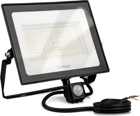 LED Flutlichter Zuna2 100W 9000lm 4000K Ip44 Schwarzer Bewegungssensor Lumiled