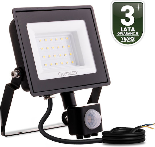 Proiector LED Zuna2 30W 2700lm 6500K IP44 Negru Senzor de Mișcare Lumiled