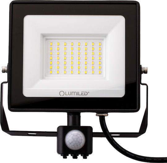 Proiector Led Zuna2 50w 4500lm 6500k Ip44 Negru Senzor de Mișcare Lumiled