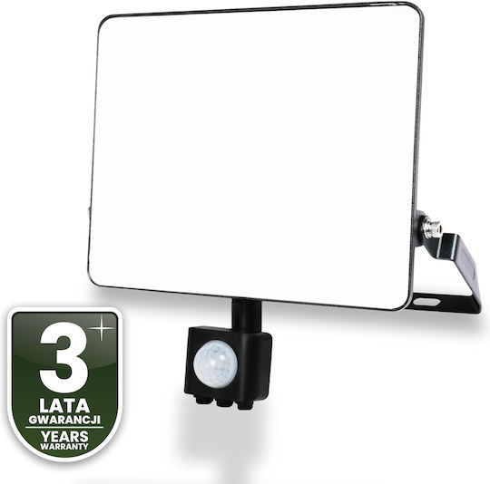 LED Flood Light Azzler 50W 6000lm 4000K IP44 Outdoor Halogen Lamp Motion Sensor Black Lumiled