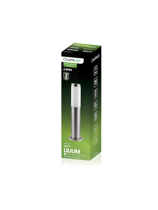 Φωτιστικό Κήπου Εξωτερικού Χώρου E27 Inox Post 45cm Lilium Lumiled