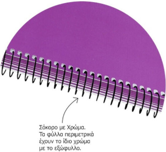 Metron Σπιράλ Τετράδιο Ριγέ Α4 150 Φύλλων 5 Θεμάτων (Διάφορα Χρώματα)