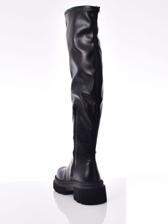 Leather Women's Over the Knee Boots Black