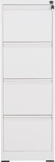 Office Storage Drawer Sider Metal with Lock White 45.6x62x134cm