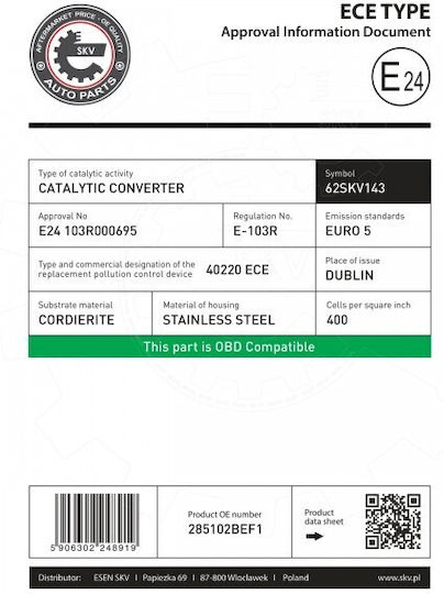 Καταλύτης Hyundai Accent Iv Veloster I30 I40 Ix20 Ix35 Ix35 285102bef1