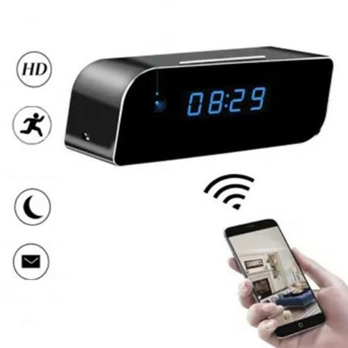Spy Camera WiFi Clock 720P with Memory Card Slot and Motion Detector