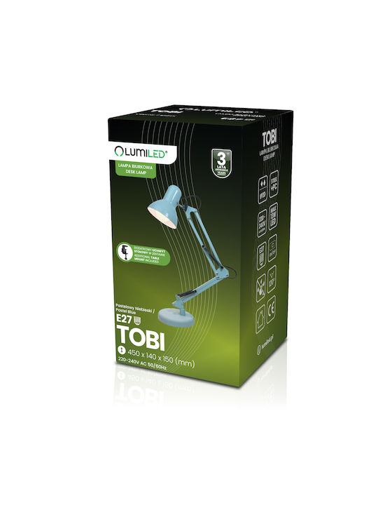 E27 Tobi Pastel Blue Office Lamp + Table Lamp Base